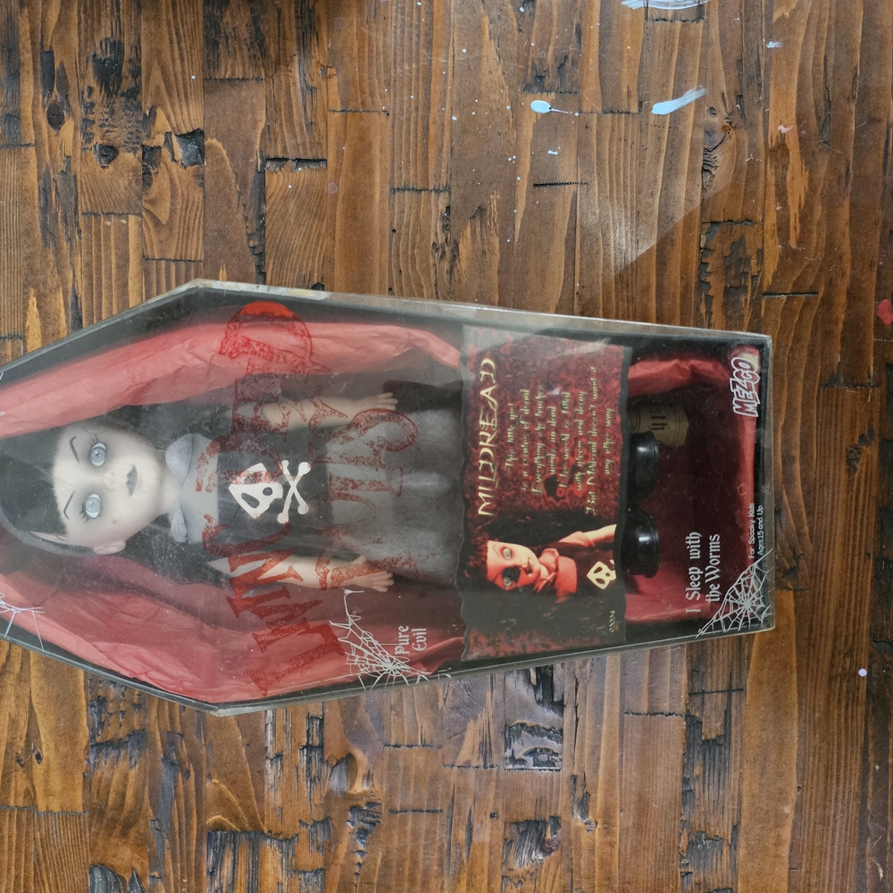 Gothic Black and Red Coffin Doll with Accessories